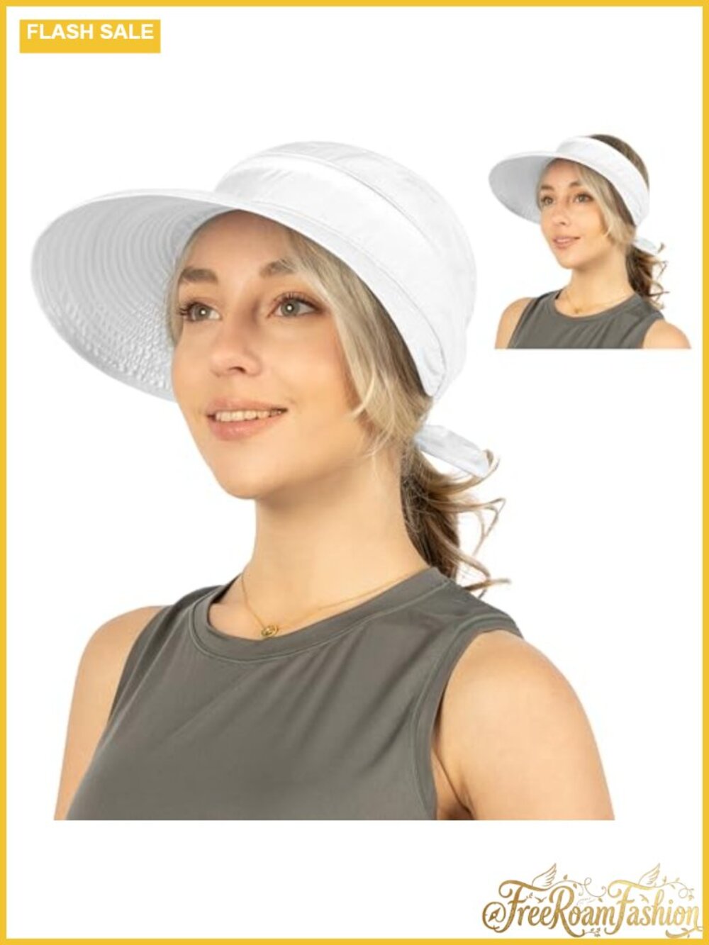 Womens Sun Hat UPF 50+ Wide Brim Zip-Off Golf Visor Adjustable Packable